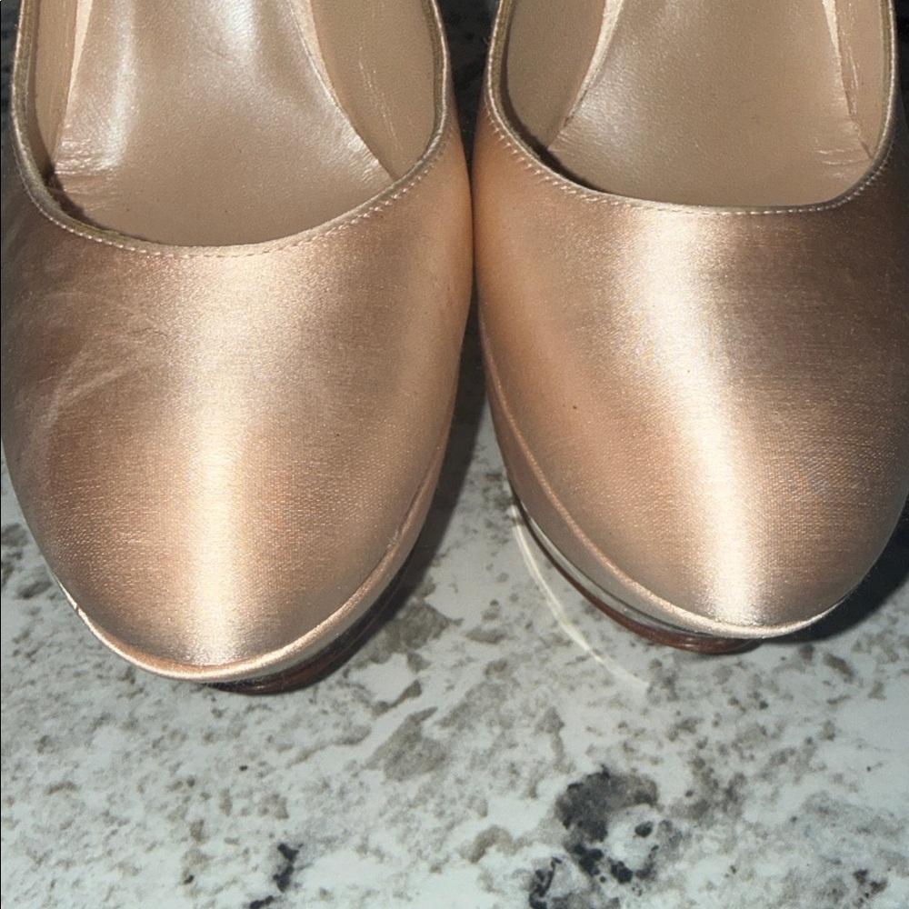 Casadei Blush and Silver Platform Heels - Picture 2 of 9